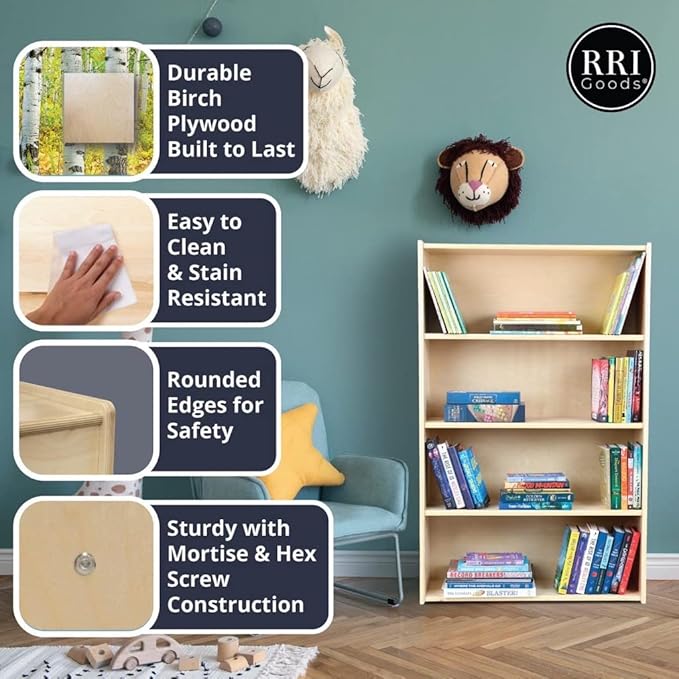 2-Shelf Kids Bookshelf & Toy Storage Organizer | 3-Section Montessori Shelves for Home & Classroom Organization & Storage