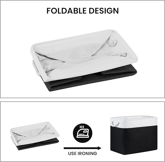 Bidtakay Baskets Extra Large Storage Bins for Clothes Set of 2 Black Baskets for Organizing Fabric Bins 17x12x15 In Tall Baskets with Handles Decorative Basket for Home Organiztion Dog Toy Baskets