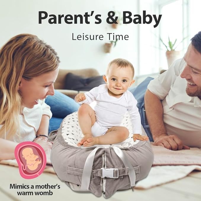 Baby Lounger | Organic Cotton Infant Lounger | Reversible, Adjustable & Portable Floor Lounger | Soft, Breathable, Washable Cover