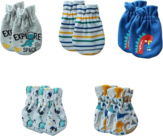 5 Pack Unisex New Born Boy Girls No Scratch Mittens Cotton Soft Baby Gloves Accessory 0-3 Months Infant Essentials