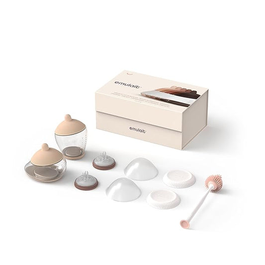 Baby Bottle Starter Kit Includes 2 Bottles 2 Nipples 2 Caps 2 Lids 2 Responsive Flow Valves, Cleaning Brush - Fair - Shape 2-RFV