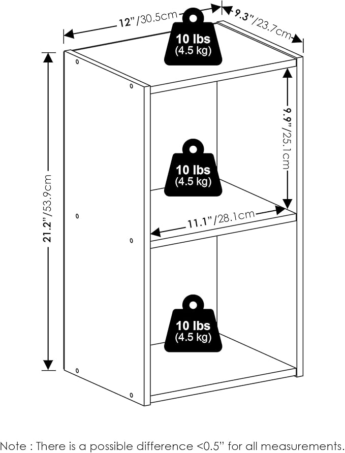 Furinno Pasir 2-Tier Open Shelf Bookcase, Bookshelf, Amber Pine