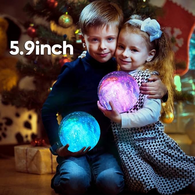 BRIGHTWORLD Moon Lamp Galaxy Lamp 5.9 inch 16 Colors LED 3D Moon Light, Remote & Touch Control Moon Night Light Gifts for Girls Boys Kids Women Birthday