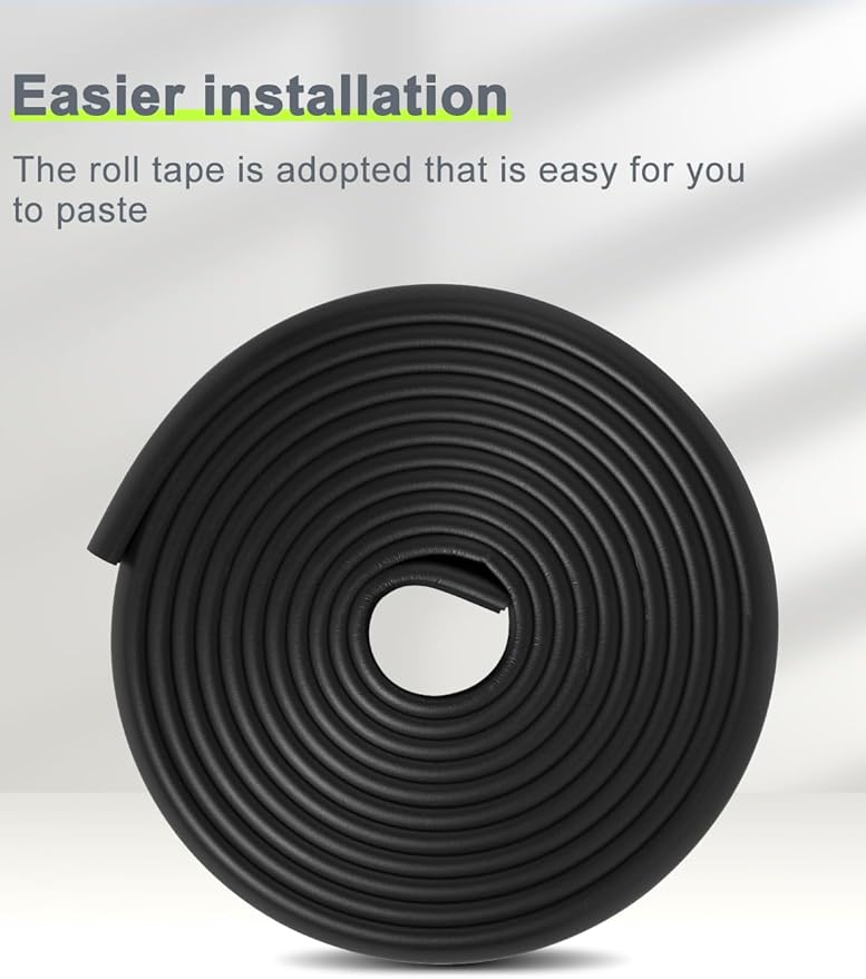 Foam Corner Protector Edge and Corner Guard, with 12.5 feet Length Foam Safety Bumpers, Baby Proofing Safety Table Corner Protectors (Black 12.5ft)