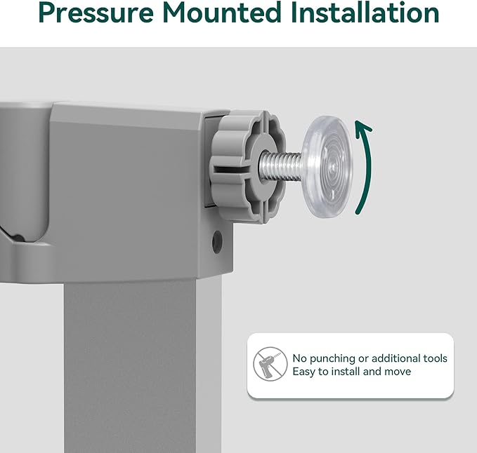 Babelio Baby Gate with Adjustable Cat Door,29-43" Auto Close Durable Pet Door for Stairs,Doorways and House, Pressure Mounted,Easy Install,Effortless Walk Thru,Gray