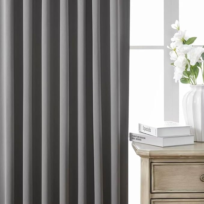 Joydeco Blackout Curtains 96 Inches Long, Thermal Insulated Black Out Curtains 2 Panels Set for Bedroom, Room Darkening Drapes for Living Room Window (W52 x L96 Inch, Light Grey)