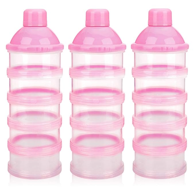 Accmor Formula Dispenser On The Go, 5 Compartments Stackable Formula Container for Travel, Baby Milk Powder Kids Snack Container, BPA Free