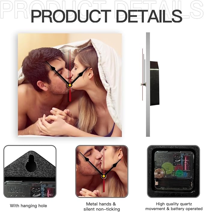 Generic Custom Clocks for Walls Personalized Clocks with Photo Text Logo That PVC Customized Round Silent Clock for Living Room Creative, 12inch-30cm