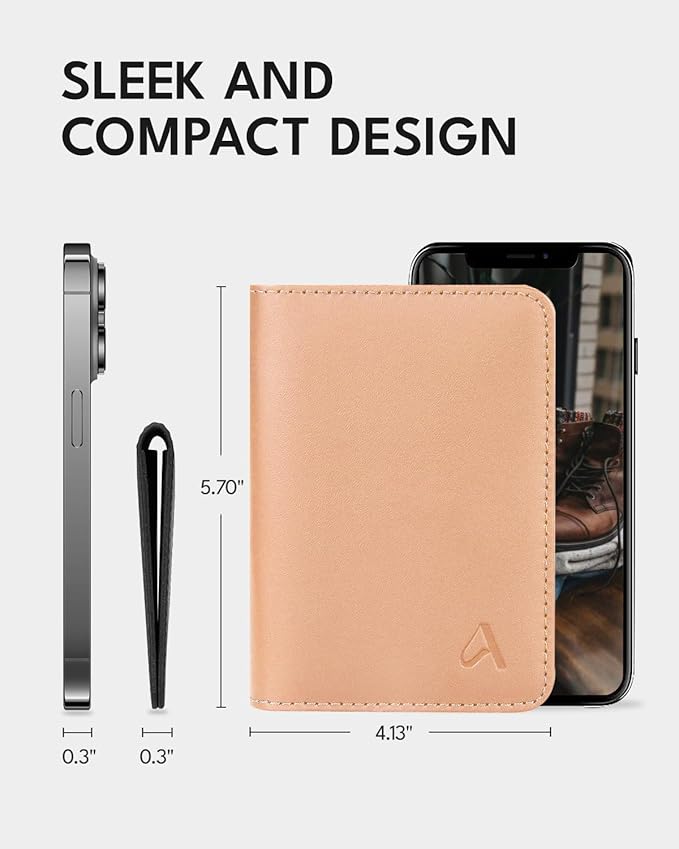 ALLIVE Passport Holder for Travel Women Men,Genuine Leather Passport Cover Wallet,Travel Must Haves Airport Essentials Travel Gifts Beige