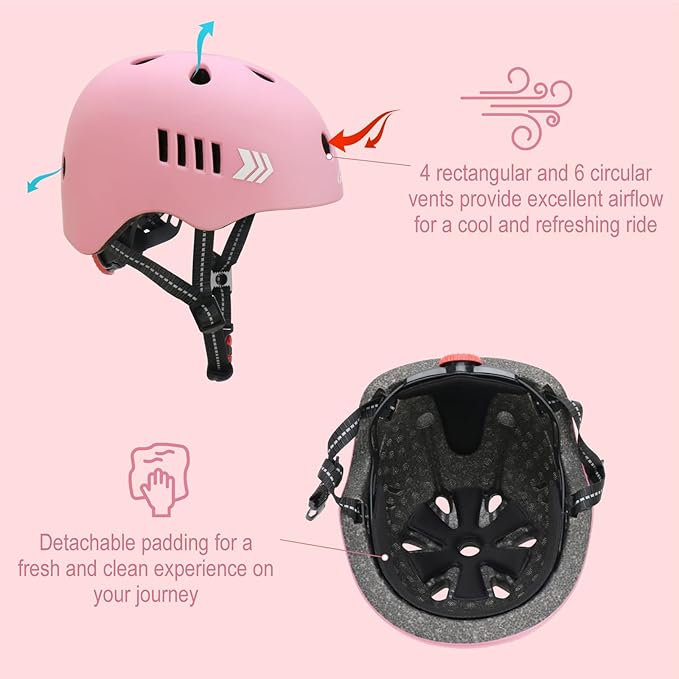 KAMUGO Kids Bike Helmet Set, Toddler Helmet for Ages 2-8 Boys Girls with Sports Protective Gear Set Knee Elbow Wrist Pads for Skateboard Cycling Scooter Rollerblading