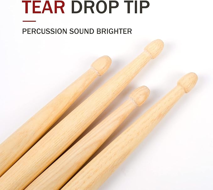 5A Wood Drum Sticks for Kids: 2 Pairs Drumsticks for Electronic Drumming Children Adults Beginner Percussion Accessories