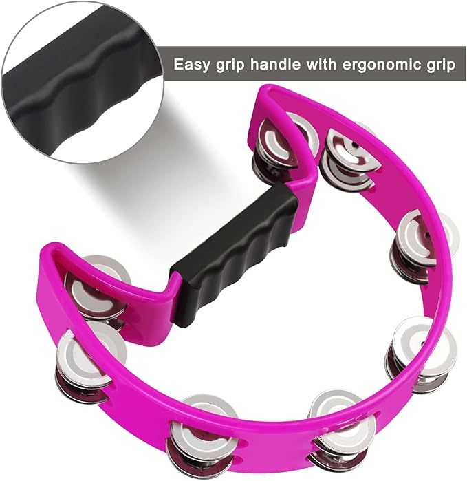 EastRock Tambourine,Metal Jingles Hand Held Percussion Half-Moon Tambourine and Egg Shakers for Adults, KTV, Party