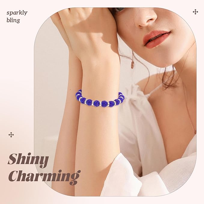 105pcs 10mm Rhinestone Beads for Jewelry Making, Dark Blue Shiny Round Disco Ball Beads Bulk, Sparkle Crystal Clay Christmas for Bracelet Baseball Necklace Earring Crafting and DIY