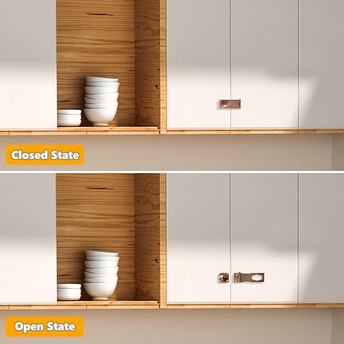 Alise Keyed Hasp Lock,3 Inch Safety Packlock Clasp Hasp Lock Latch with Lock,Door Hinge Lock with Keys Keyed Locking Hasp for Cabinets Closets Doors,Red Bronze