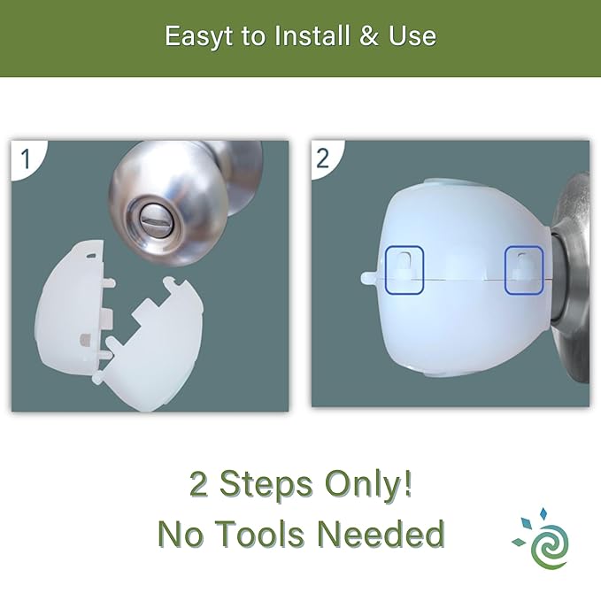 Child Proof Door Knob Covers, Door Knob Safety Cover for Kids, Baby Proof Safety Locks for Doors, 4 Pack/White