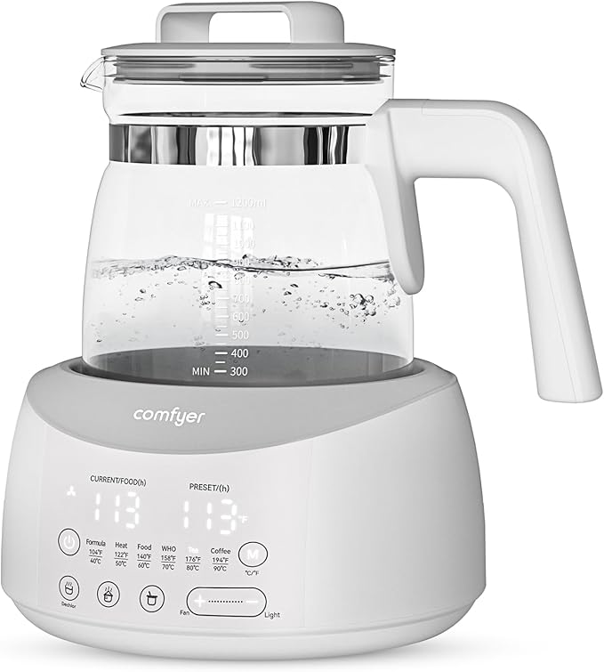 Bottle Warmer comfyer, Baby Bottle Warmer with Night Light & Faster Cooling Fan, Instantly Water Warmer, Tea Kettle Electric with 6 Temperature Control Presets, Feed Baby More Easier and Healthier