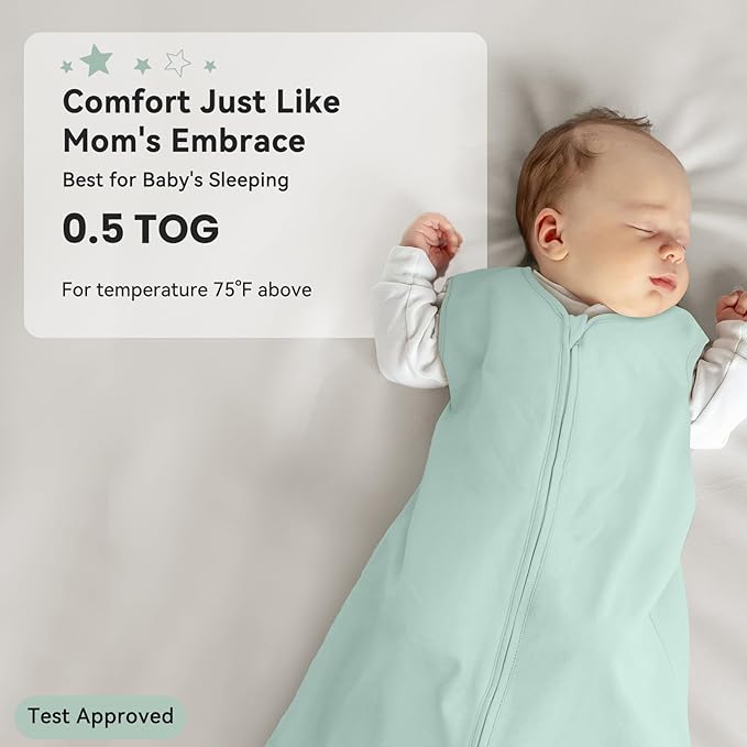 Baby Sleep Sack 6-12 Months 0.5 Tog Wearable Blanket Baby, 3 Pack 100% Cotton Lightweight Sleeping Sack with 2-Way Zipper for Newborn Infant Excavator