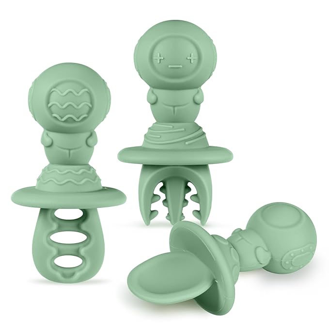 Haakaa Silicone Baby Spoons Self Feeding 6 Months – Baby Utensils with Anti-Choke Astronaut Handle, Easy-Grip, Gum-Friendly, Durable & Safe – Baby Spoons for BLW & First Stage Feeding