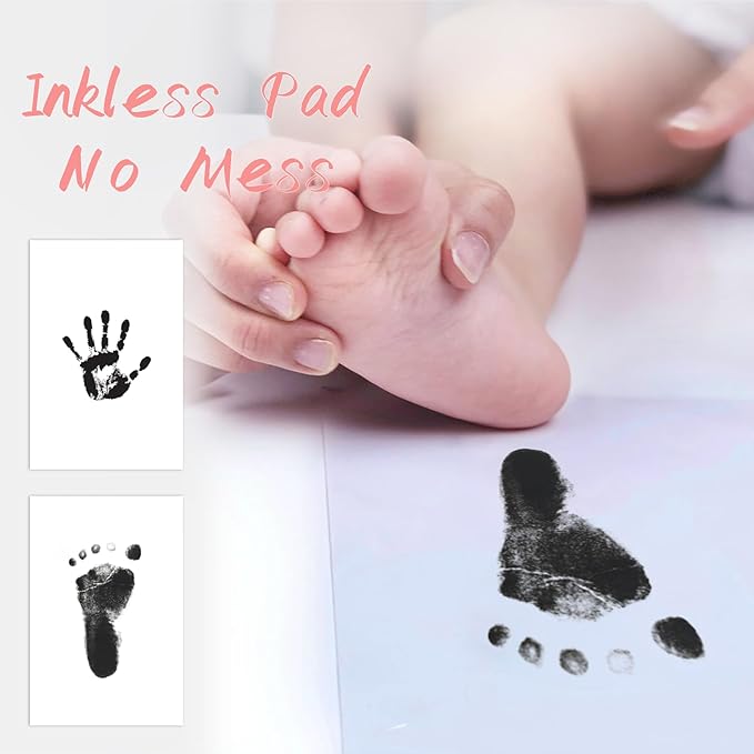 4-Pack Baby Footprint Kits,Inkless Hand and Footprint Kit,Clean Touch Baby Handprints and Footprints Kits,No Mess Ink Pad for Baby Hand and Footprints,Baby Shower Gifts for New Moms