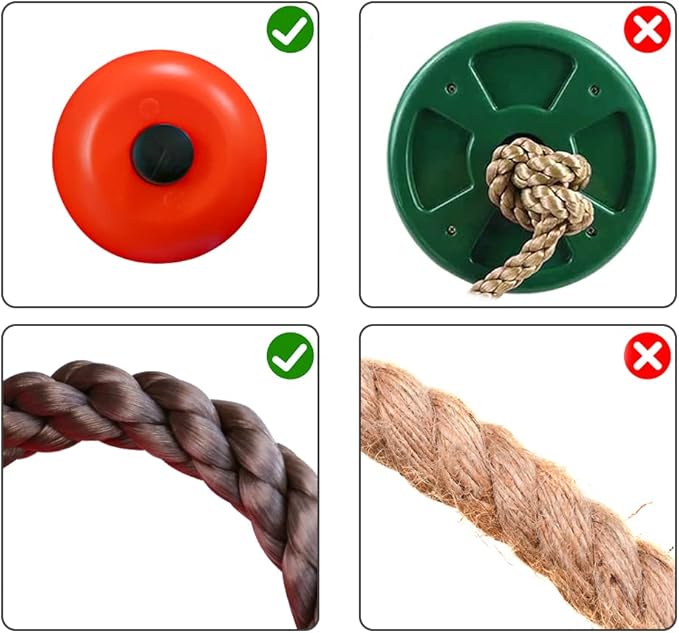 6.56ft Climbing Rope Swing with Treads Climbing Rope Plate Swing Hanging Swing Ninja Rope Accessories