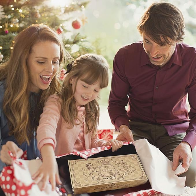 Amerous Chess Set, 12"x12" Folding Wooden Standard Travel International Chess Board Game Set with Magnetic Crafted Pieces For 2 Players