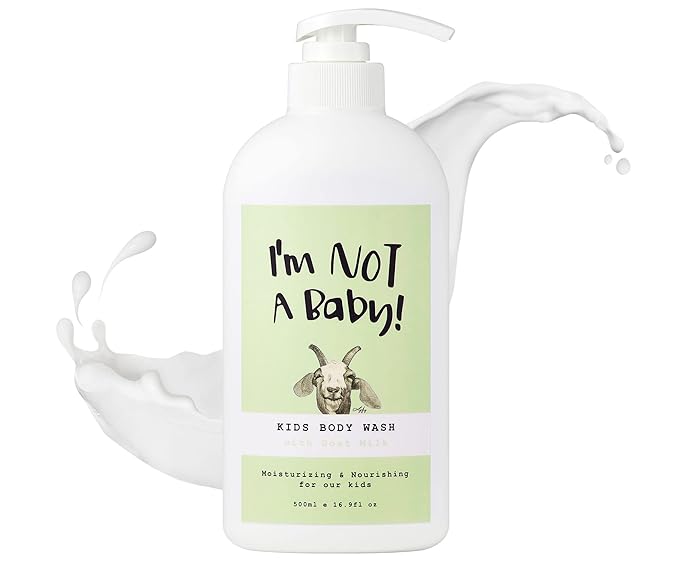 I'm NOT A Baby! Kids Body Wash– Dermatologist Tested, Allergen free, Cruelty-free, PETA, Gentle for Kids, Goat Milk, 16.9 Fl Oz
