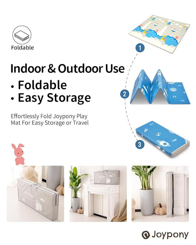 Baby Play Mat, 71x59 Inch Foldable Play Mats for Babies and Toddlers, Waterproof & Anti-Slip Portable Baby Floor Mat for Tummy Time, Baby Mat for Floor with Travel Bag for Indoor Outdoor