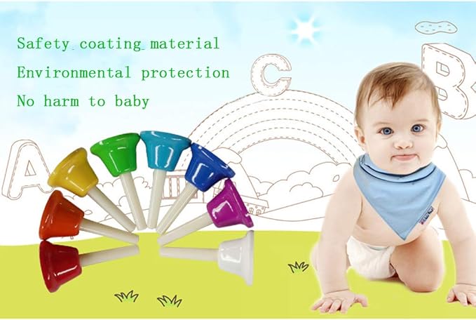 Handbells Set Metal Hand Bells Set Coloful Toddler Handbell Musical Toy 8 Note Diatonic For Kids Bells Instrument,Festival,Musical Teaching,Church Chorus,Wedding,Family Party