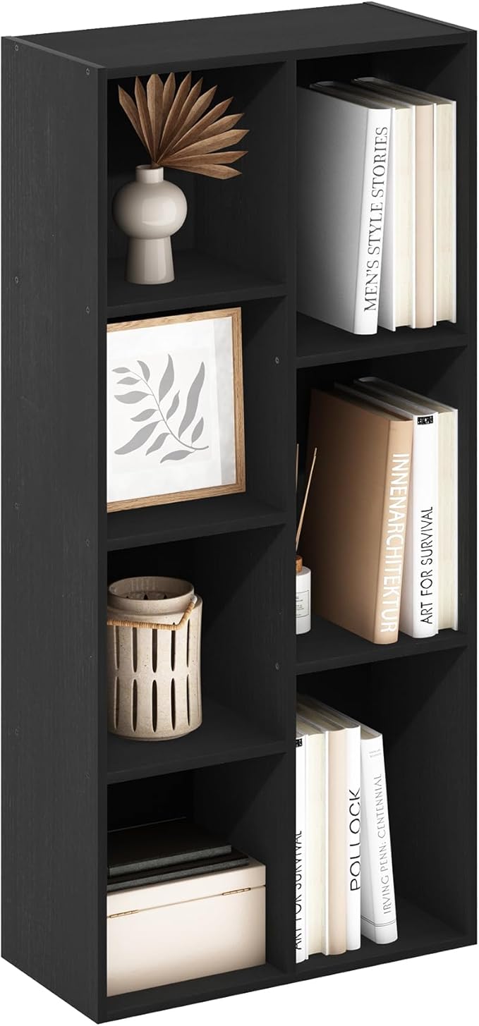 Furinno Luder 7-Cube Reversible Open Shelf, Blackwood