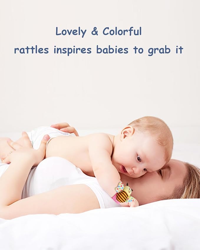 Bloobloomax Baby Rattles Toys for 0-12 Month, Infant Girl Boy Toys for Babies 3-6 Months, Newborn Hand & Foot Toys for 0 to 9 Months, Baby Shower Gifts Set with Wrist Rattle Socks