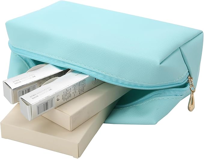 Bridesmaid Proposal Gifts Letter Cosmetic makeup bag bulk for Wedding Party Favors Bachelorette party decorations Toiletry Organizer Bag Makeup Case Gift (6, SkyBlue)