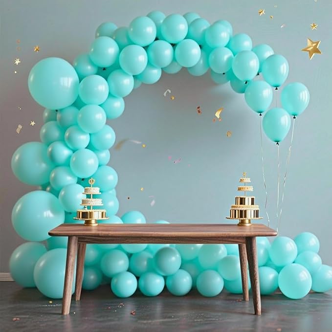 140pcs Cyan Blue Round Balloons Different Sizes 18 12 10 5 Inch Latex Balloons for Arch Decoration Party Balloon Kit for Graduation Birthday Party Wedding Balloon Baby Shower Decoration