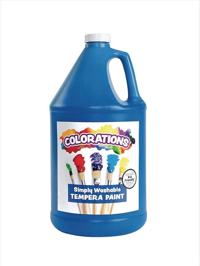 Colorations Paraben-Free Washable Tempera Paint for Kids - 1 Gallon Value Size, Vibrant Blue. Non-Toxic and Made in the USA, Classroom Must Haves, Bulk Arts and Crafts Supplies