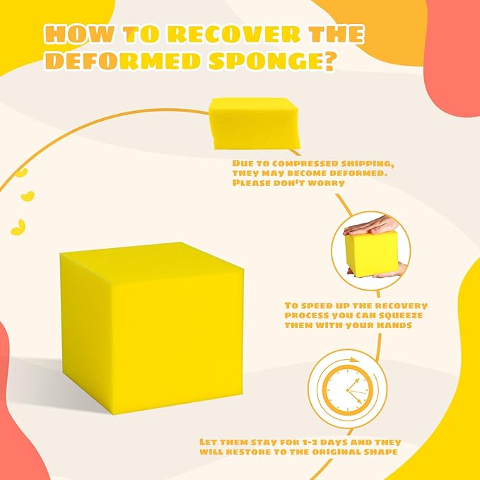 Foam Pit Cubes, 24 PCS 5 Inches Gymnastics Foam Blocks Trampoline Blocks, Multi-Sport Protective Padding for Gymnastics, Trampoline, Parkour, Skate Parks & BMX - Dark Grey & Yellow