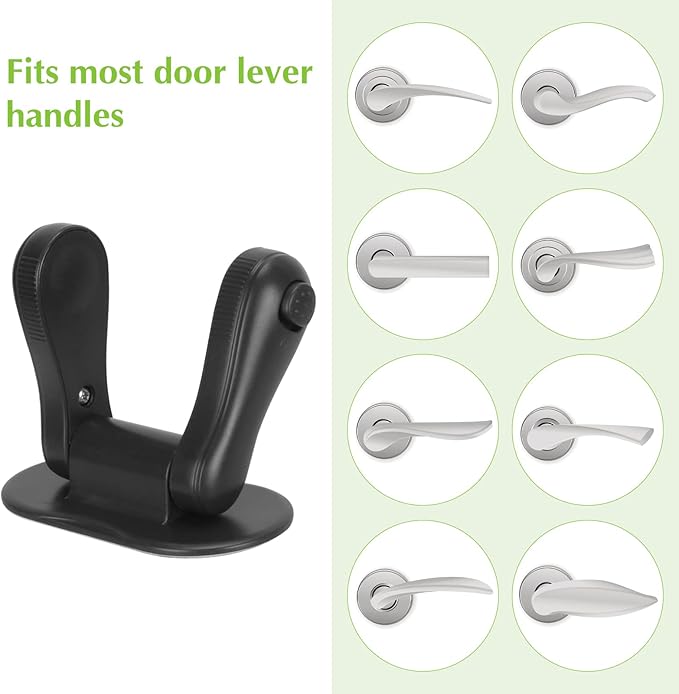Child Proof Door Lever Lock, 2 Pack Door Locks for Kids Safety, Door Knob Child Proof, Baby Proofing, 3M Adhesive, Door Handle Child Proof, Baby Safety Locks for Toddlers (Black)