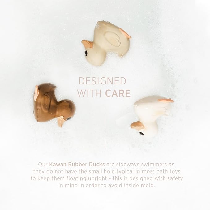HEVEA Kawan Mini Rubber Duck - 100% Natural Rubber Baby Bath Toy - Eco Friendly, Perfect for Playing, Teething, and Bathing - Mold Free Bath Toys - Marshmallow White