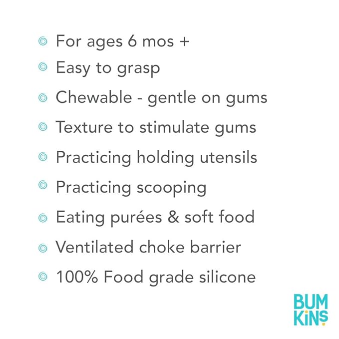 Bumkins Baby Utensils Set, Chewtensils Silicone Spoons for Dipping, Self-Feeding, Baby Led Weaning, Trainer Learning, First Stage Eating, Soft Practice Fork and Spoon, Babies 6 Months, Red