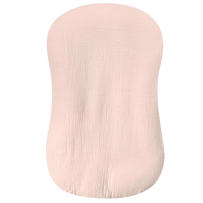 Hooyax Muslin Baby Lounger Cover 1 Pack, 100% Cotton Soft & Breathable Infant Lounger Covers Only for Newborn (Light Pink)
