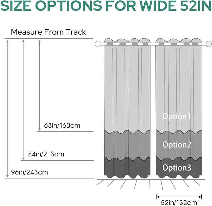 HOMEIDEAS Navy Blue Ombre Blackout Curtains, 52 X 63 Inch Length Gradient Color Room Darkening Curtains with Grommet Thermal Insulated Window Drapes for Living Room, Bedroom, 2 Panels