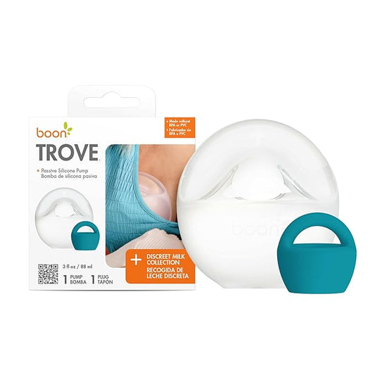 Boon Trove Silicone Manual Breast Pump - Passive Milk Collector - Hands Free Breast Pump for Nursing - Breastfeeding Essentials - 1 Count