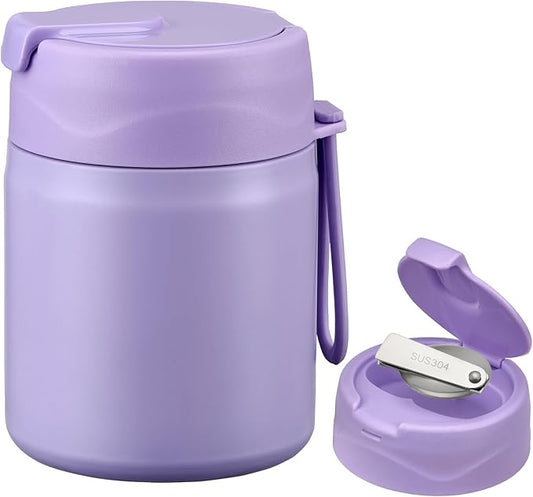 17oz Soup Thermo for Hot Food Kids,Insulated Food Jar with Spoon,Thermo Hot Food Lunch Container,Wide Mouth Leakproof Stainless Steel Lunch Box for School-Purple