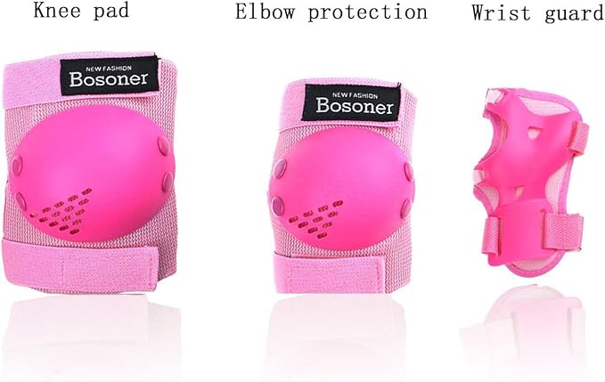 BOSONER Kids/Youth Knee Pads Elbow Pads Wrist Guards Set for 3-15 Years, Child Protective Gear Set for Roller Skates, Cycling, BMX Bike, Skateboard, Inline Skating, Scooter Riding Sports…