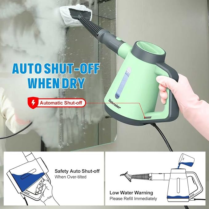 Handheld Pressurized Steam Cleaner - 15s Quick Start, Multi-Functional for Home, Kitchen, Bathroom, 8 Attachments, Chemical-Free, Safe & Efficient Cleaning Solution