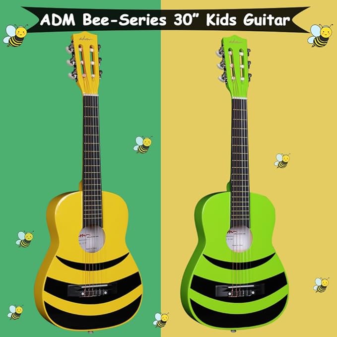 ADM Beginner Acoustic Classical Guitar Nylon Strings Wooden Guitar Bundle Kit for Kid Boy Girl Student Youth Guitarra Online Lessons with Starter Accessories (30 Inch, Geen)
