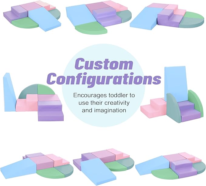 6-Piece Foam Climbing Blocks for Toddlers: Colorful Climbing Gym PU Leather Baby Foam Building Blocks Indoor Toy