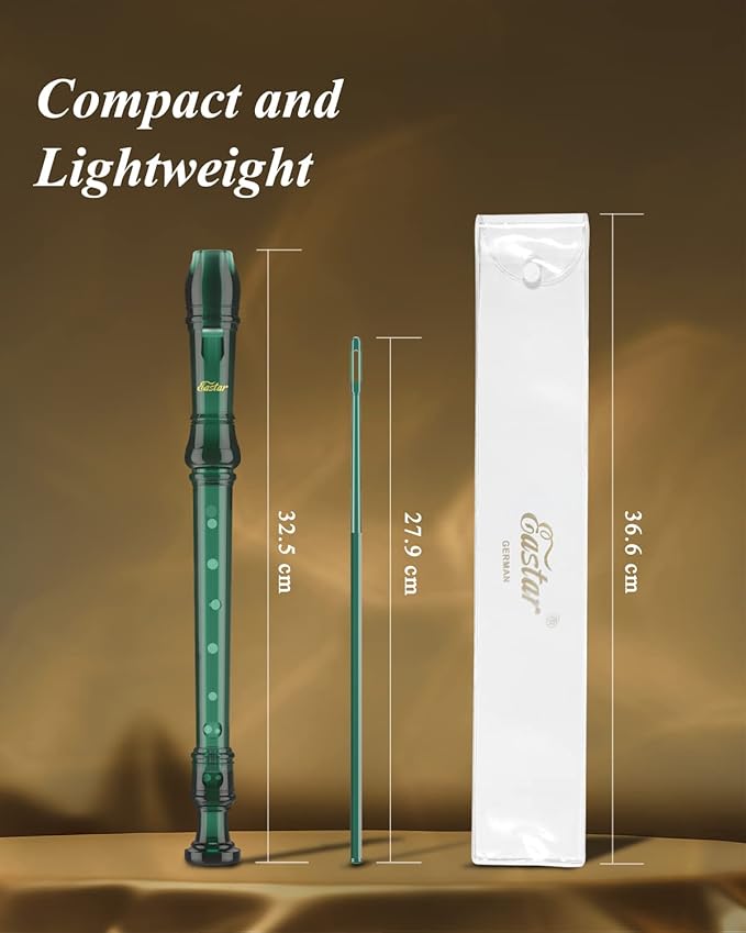 Eastar Soprano Recorder Instrument for Kids Students Beginners, German fingering C Key with Cleaning Kit, Storage Bag, Fingering Chart, ERS-1GG, Dark Green, School-Approved