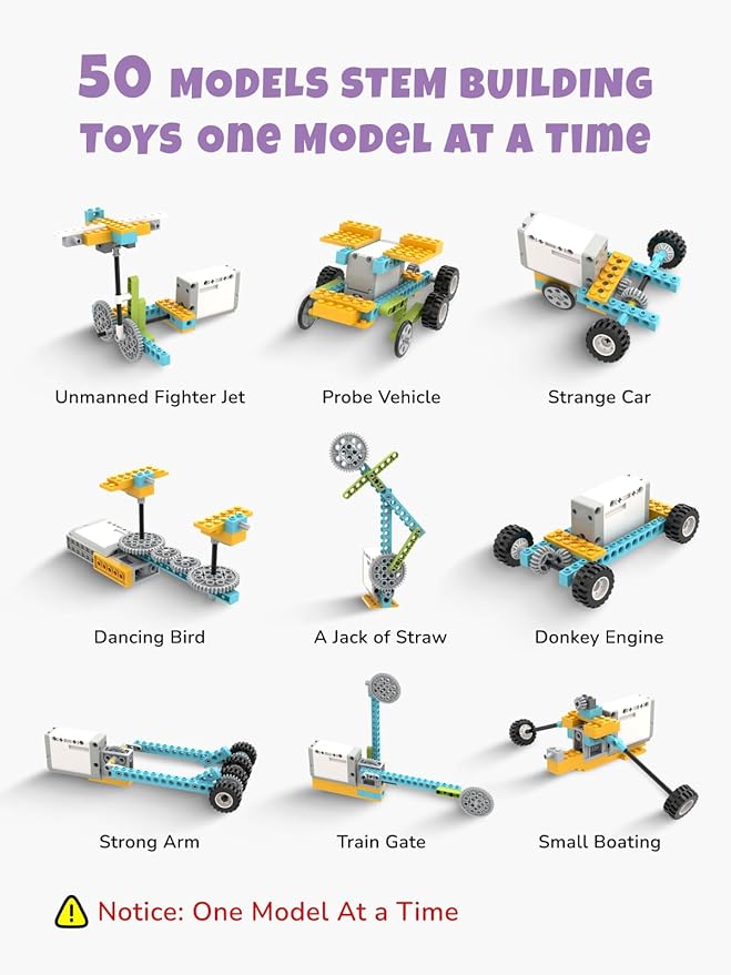 50-in-1 STEM Building Toys for Kids Aged 6-12: 50 Models Science Educational Engineering Blocks Project Kit, Creative Learning Activities for Boys & Girls, for Ages 6-8 8-12