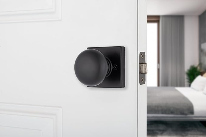BRINKS – Contemporary Non-Locking Interior Ball Door Knob, Matte Black - Designed for Sleek and Modern Homes and Blends Seamlessly with Interior Décor (E2426-122) (10 Pack)