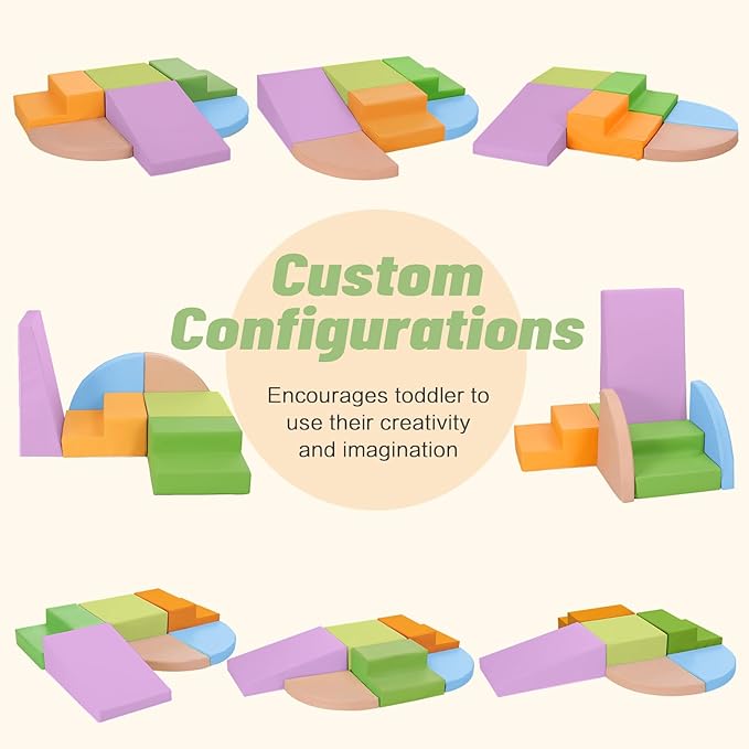 6-Piece Foam Climbing Blocks for Toddlers: Baby Foam Climbing Gym PU Leather Colorful Indoor Toy Building Blocks