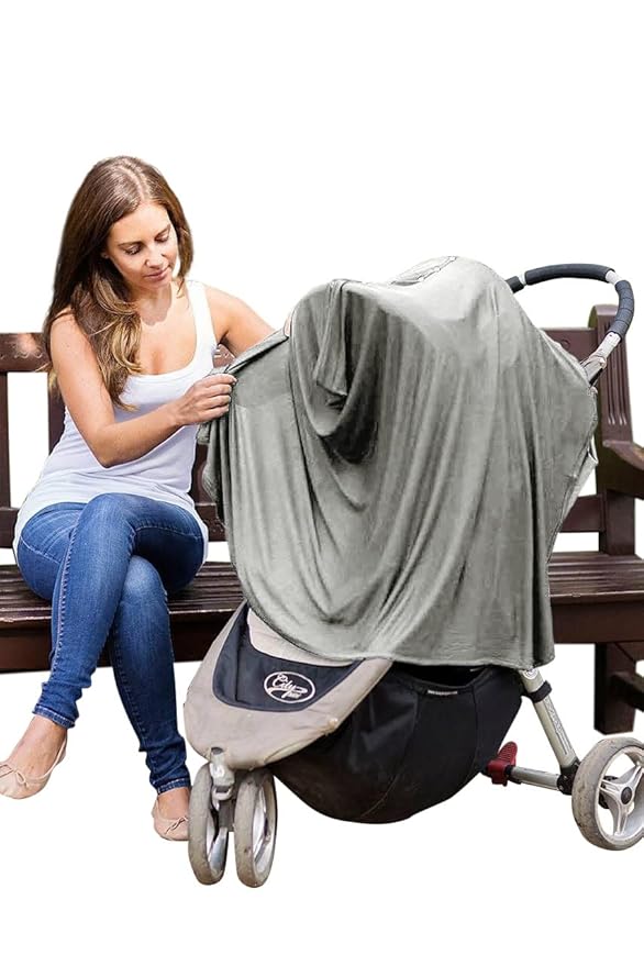 Byrd & Blume Maternity Nursing Cover Breathable Lightweight Breastfeeding Cover Wrap Shawl Scarf Poncho Full 360 (Gray, One size)